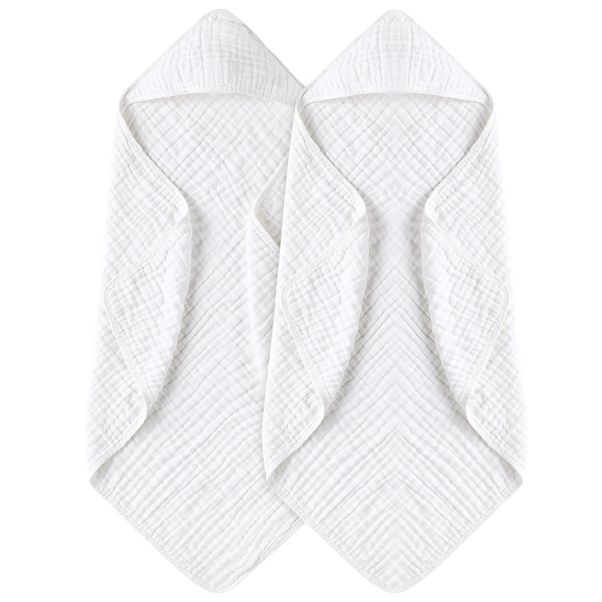Yoofoss hooded baby towel in white 2-pack for quick newborn drying.