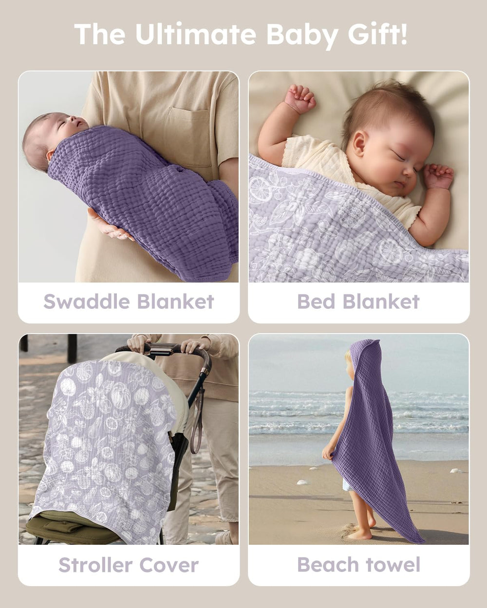 Yoofoss hooded baby towels use scenario swaddled newborn illustrates versatile wrap for bath or beach.