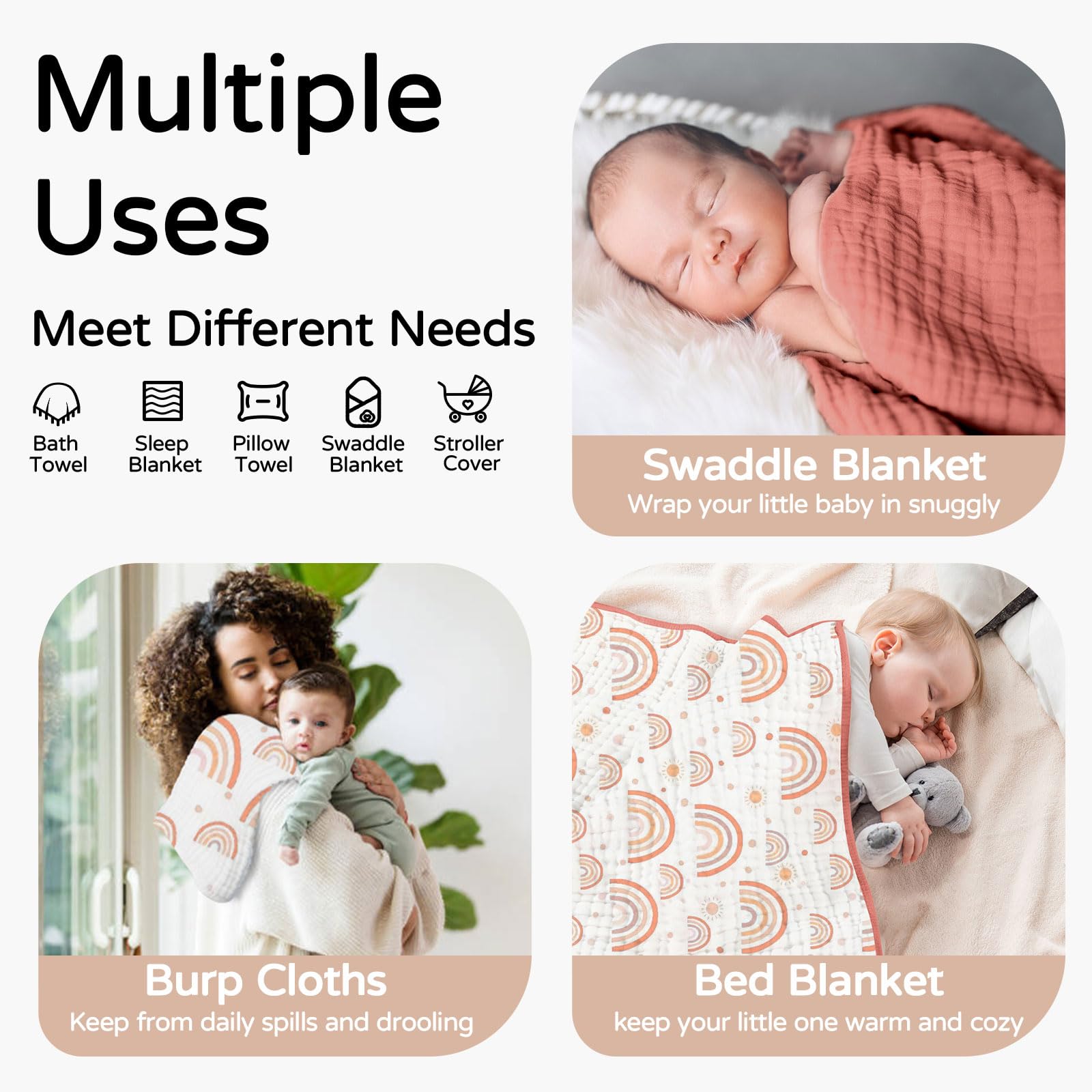 Yoofoss hooded towel 32x32 inches, ideal for newborns to toddlers, cozy wrap.
