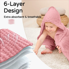 Yoofoss hooded towel after-bath use shows warm, cozy drying for newborns and toddlers.