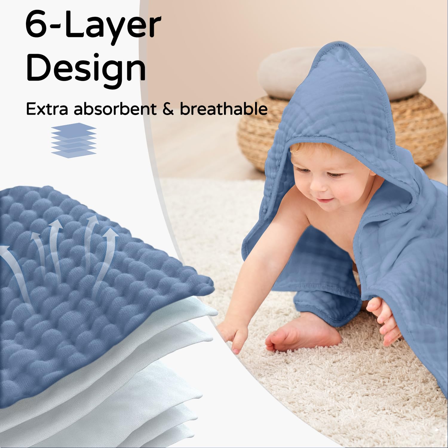 Yoofoss hooded towel easy care that stays soft after many washes.