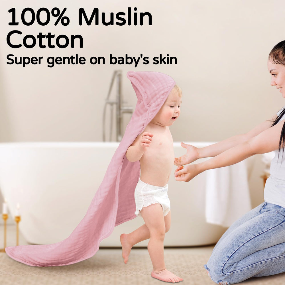 Yoofoss hooded towel pink hood closeup highlighting plush warmth and quick-dry fibers.