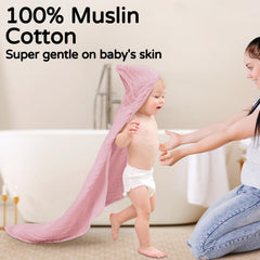 Yoofoss hooded towel pink hood closeup highlighting plush warmth and quick-dry fibers.