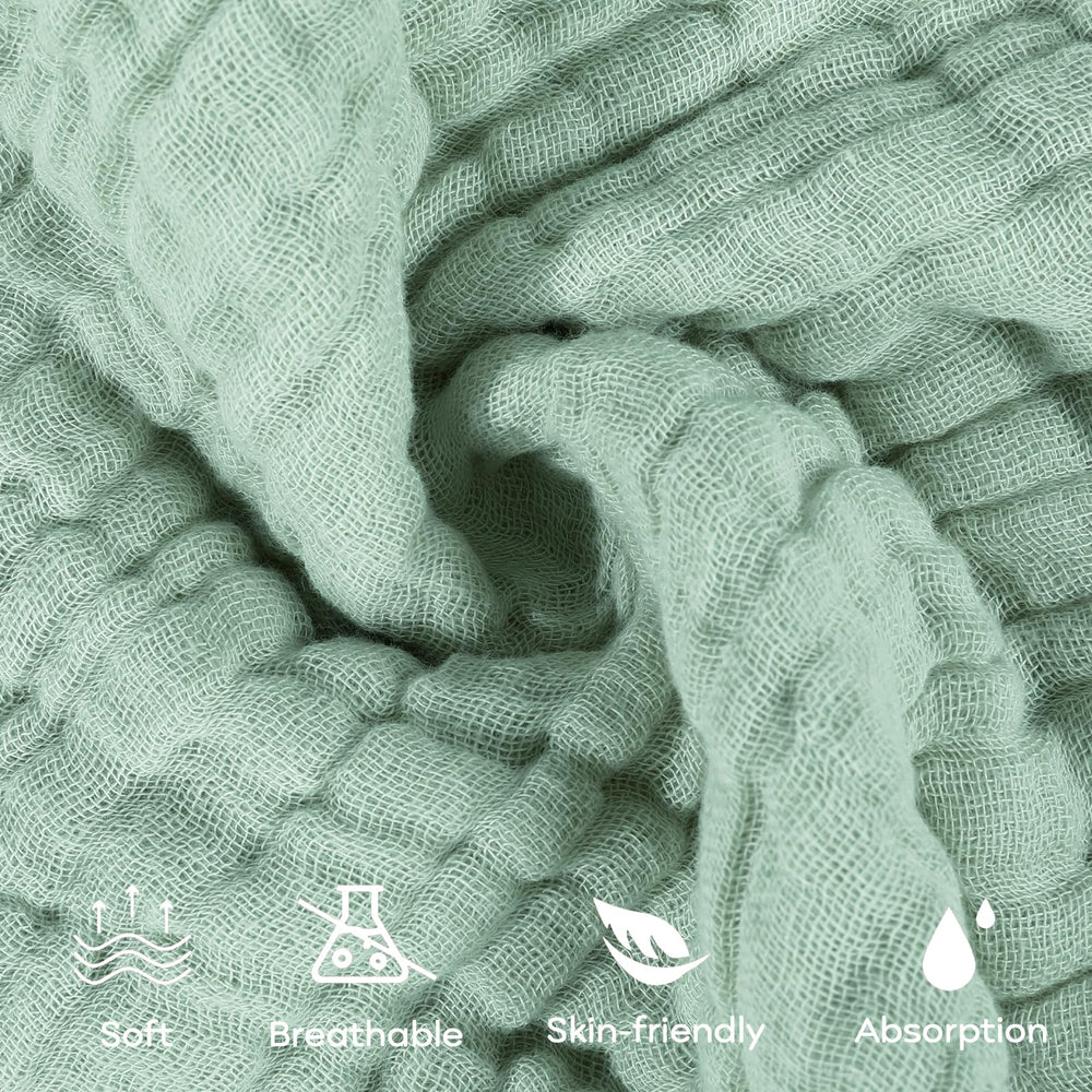 Yoofoss muslin washcloths show 6-layer absorbency for quick moisture control.