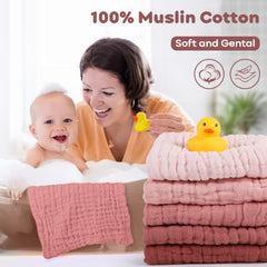 Yoofoss muslin baby washcloths feature 6-layer absorbent design for quick moisture pickup