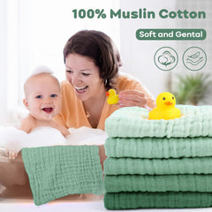 Yoofoss Muslin Baby Washcloths 6-pack ready for baby face and wipe-ups.