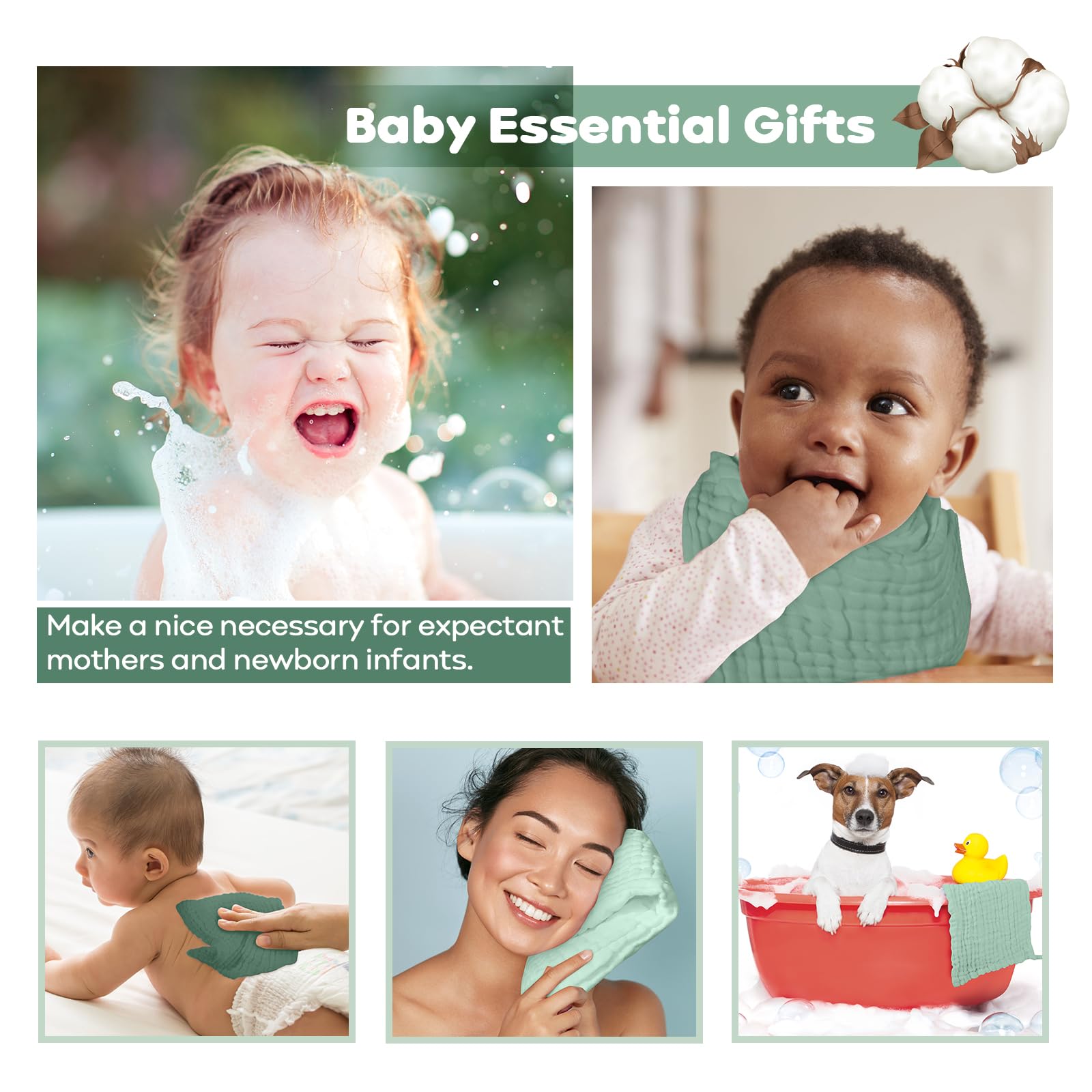 Yoofoss Muslin Baby Washcloths in-use for gentle, thorough wipe.