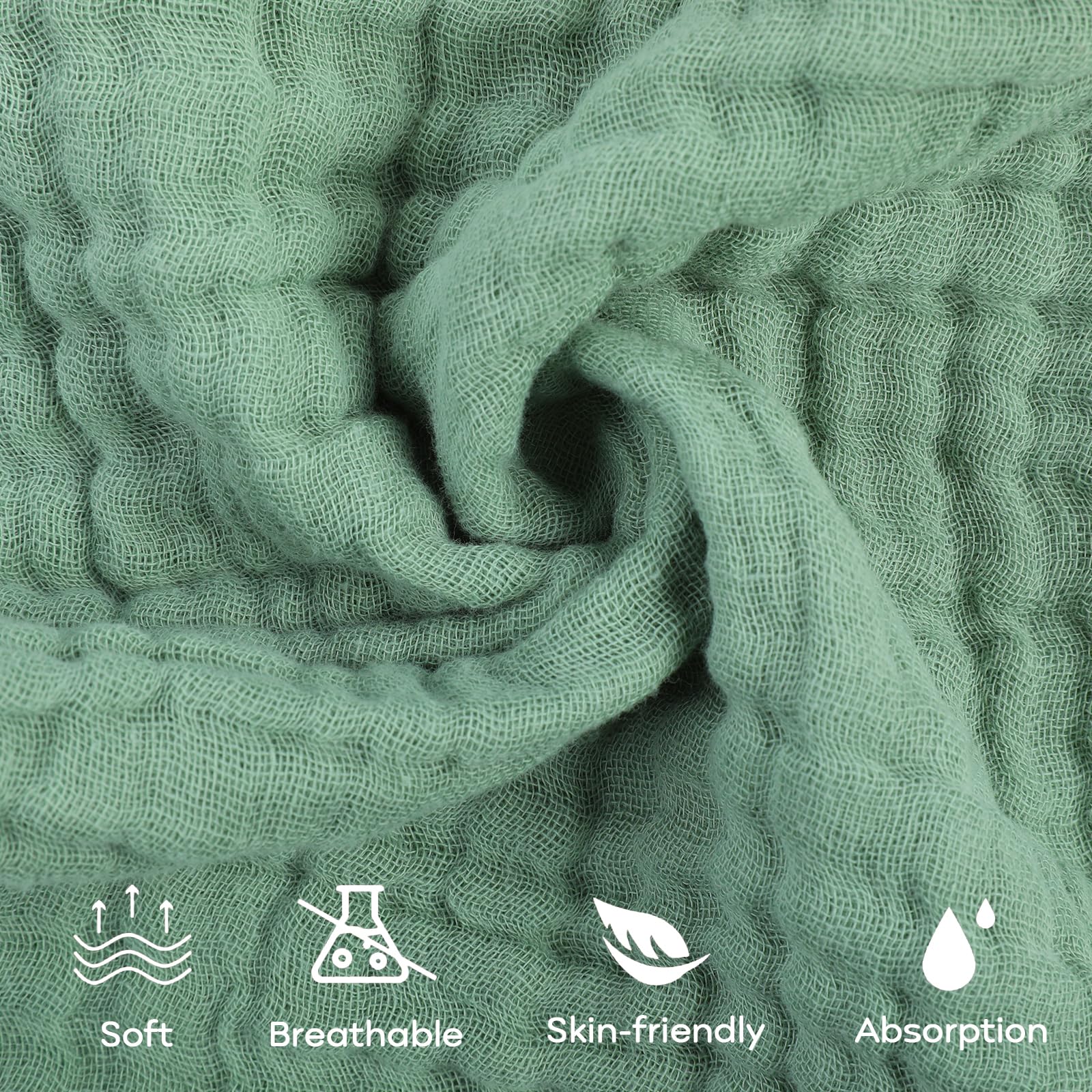 Yoofoss Muslin Baby Washcloths soft-absorbent texture ideal for quick spills and saliva.