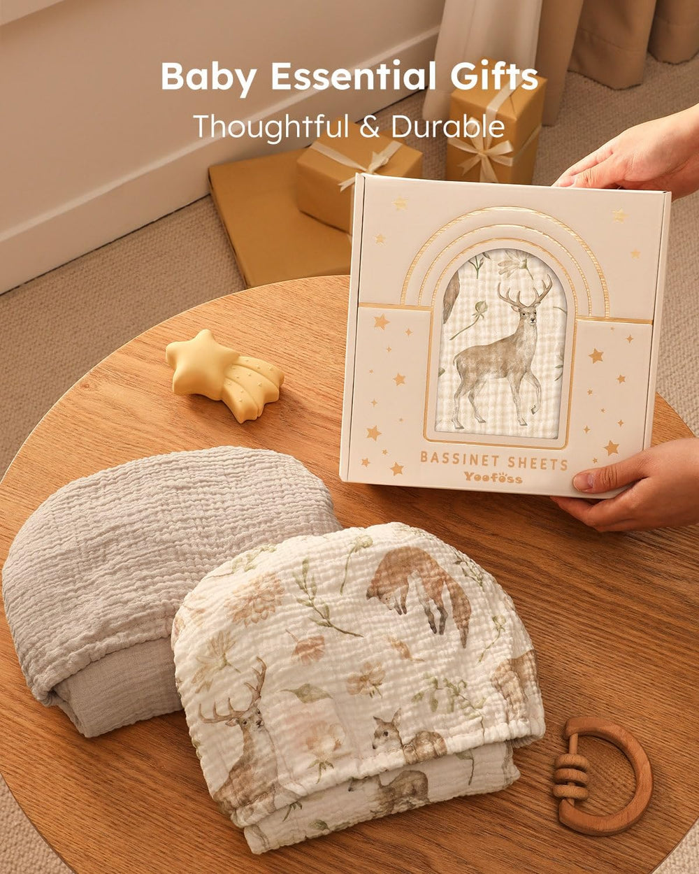 Yoofoss Muslin Bassinet Sheet prewashed softness ready to use.