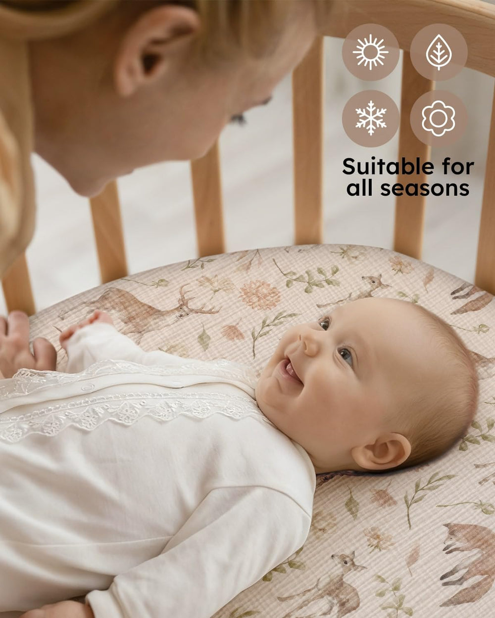 Yoofoss Muslin Bassinet Sheet two-pack offers practical gifting and replacements.