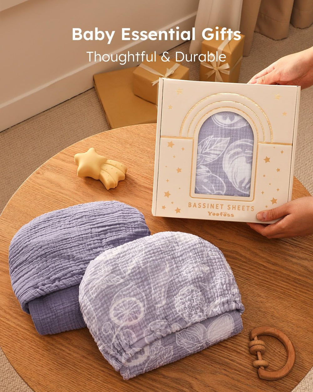 Yoofoss muslin bassinet sheets 32x16 dimensions ensure versatile compatibility with many mattresses.
