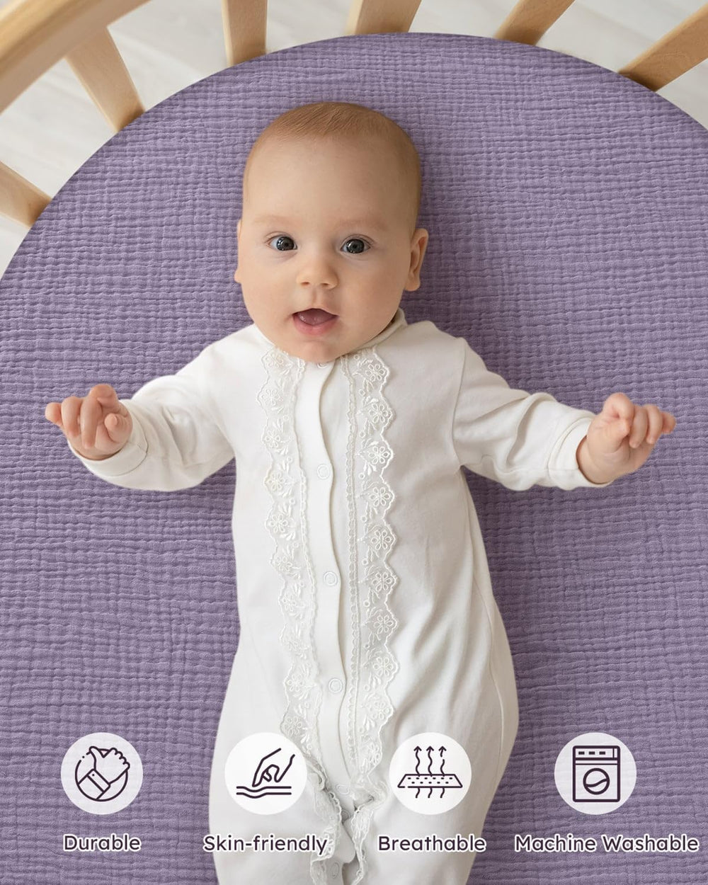 Yoofoss muslin bassinet sheets two-pack offers ready replacement sheets for quick diaper-leak changes.
