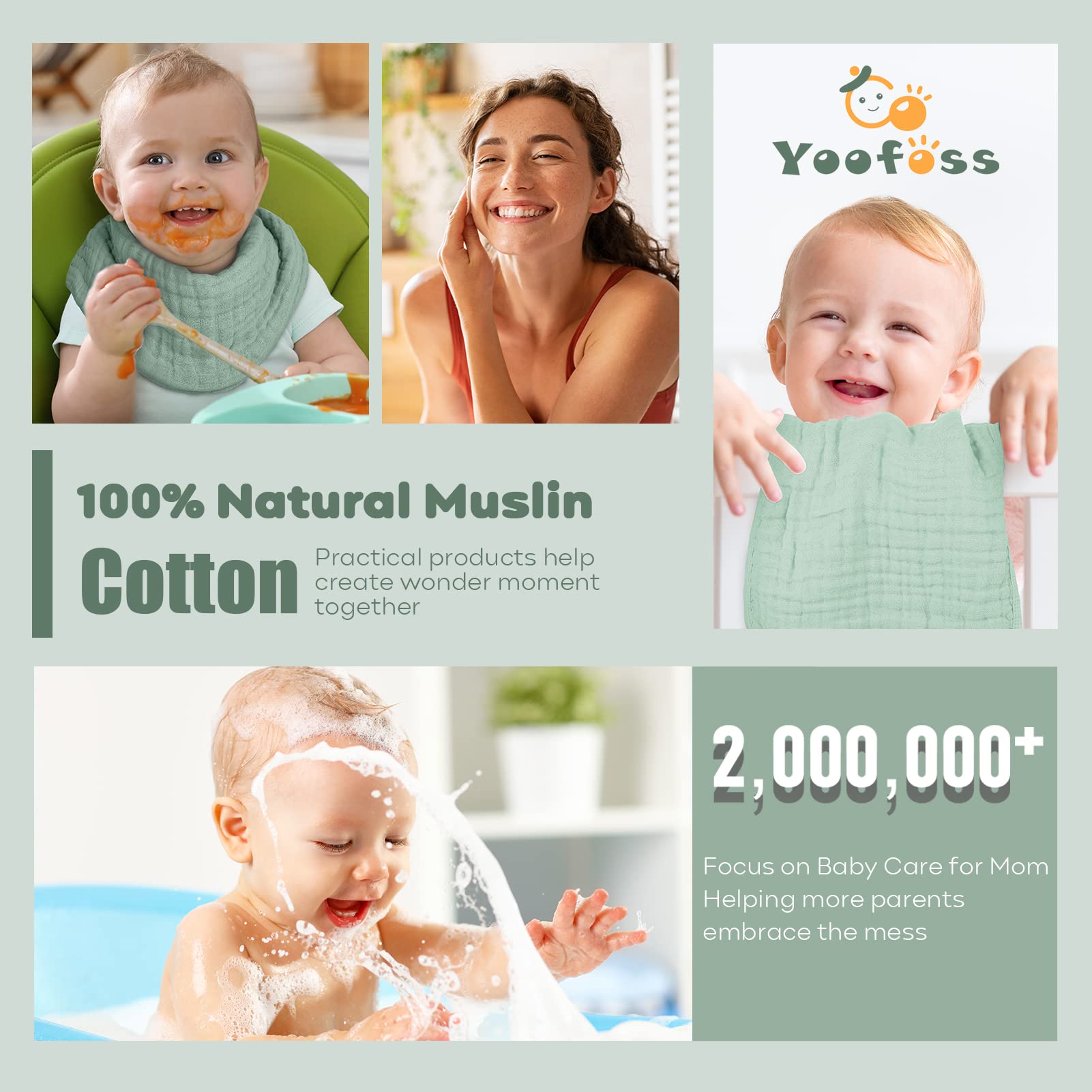 Yoofoss Muslin Burp Cloths 20x10 showcased for easy washing and quick drying