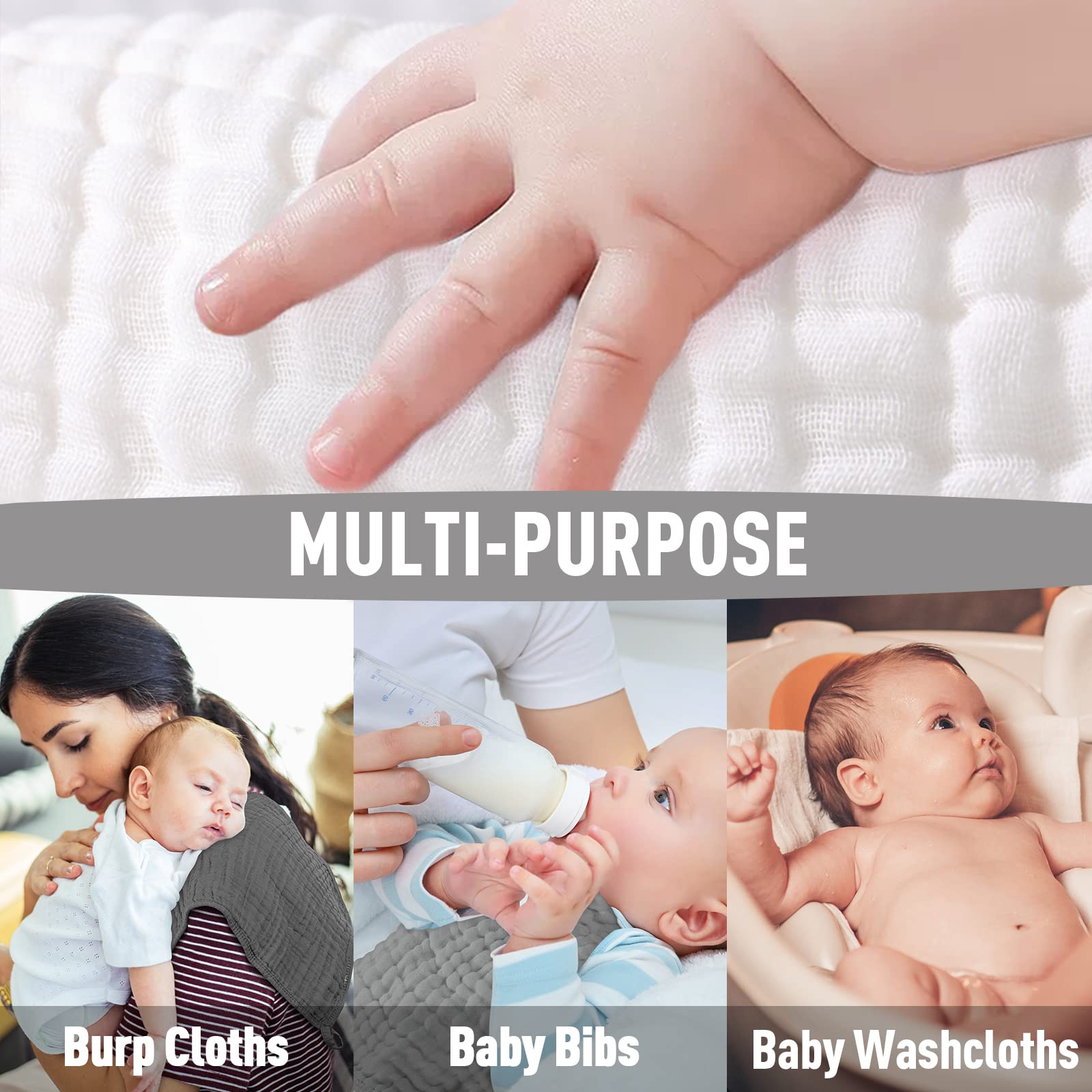 Yoofoss muslin burp cloths soft texture ideal for gentle baby skin care.