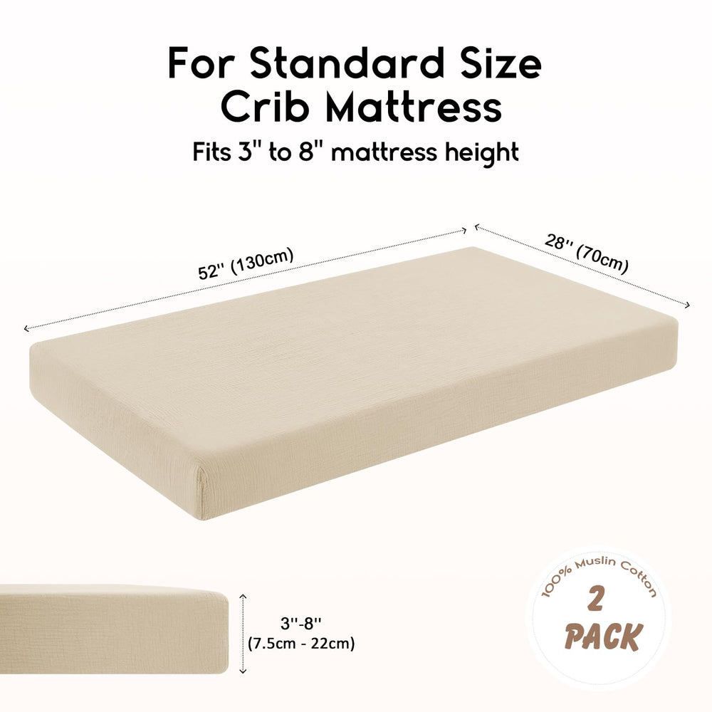 Yoofoss 2-pack crib sheets complement neutral nursery styling.