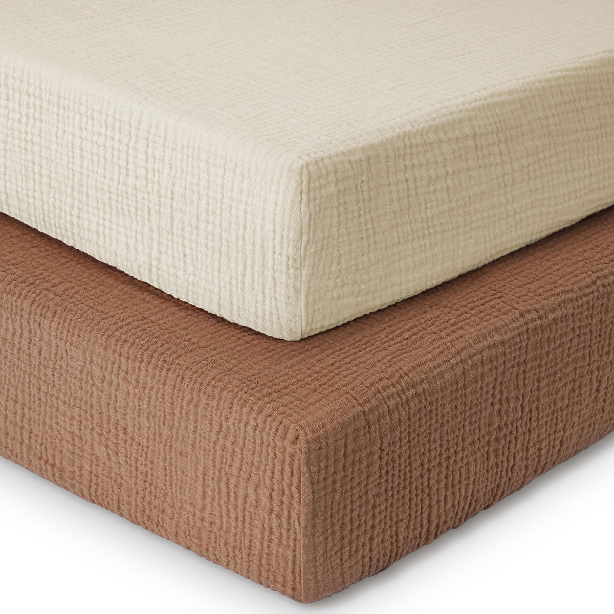 Yoofoss muslin crib sheet on mattress offers breathable, skin-friendly comfort.