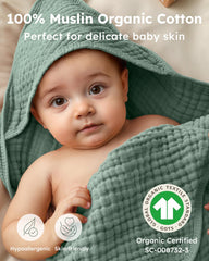 Yoofoss muslin organic cotton close-up shows ultra-soft fabric for sensitive baby skin.