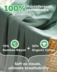 Yoofoss muslin swaddle blanket fabric close-up—soft, breathable bamboo-cotton blend.