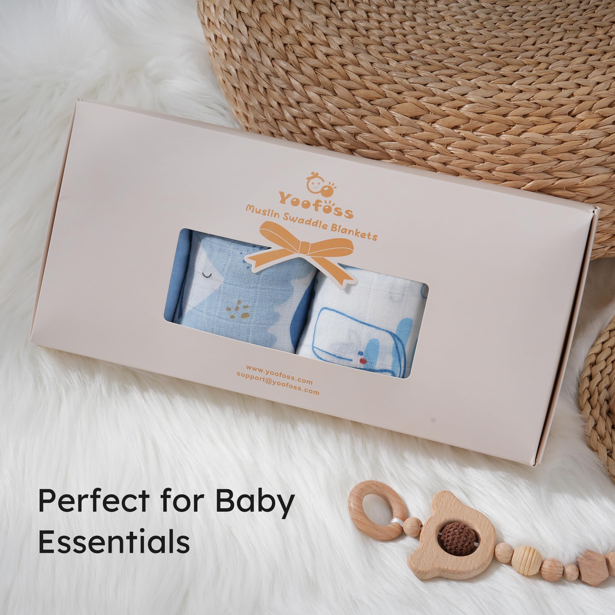 Yoofoss Muslin Swaddle Blanket packaging elegant premium gift look