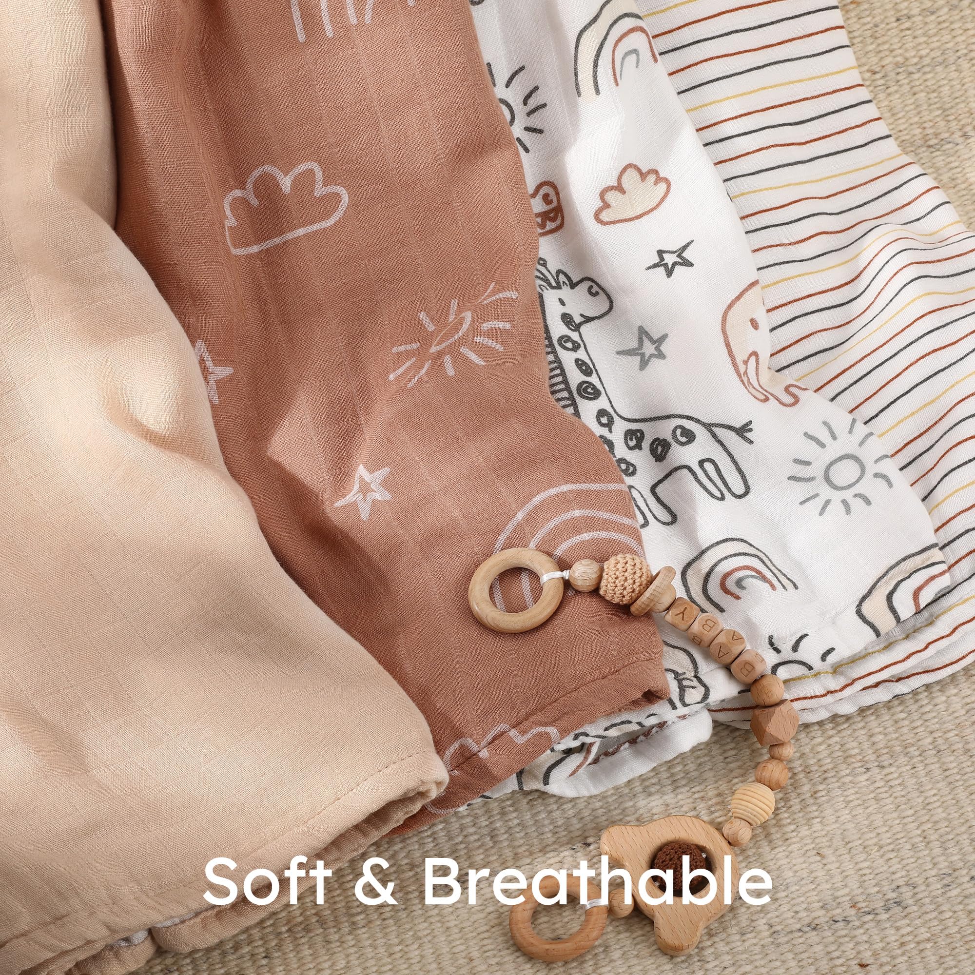 Yoofoss muslin swaddle-nursing-cover closeup demonstrates versatile nursing cover use.