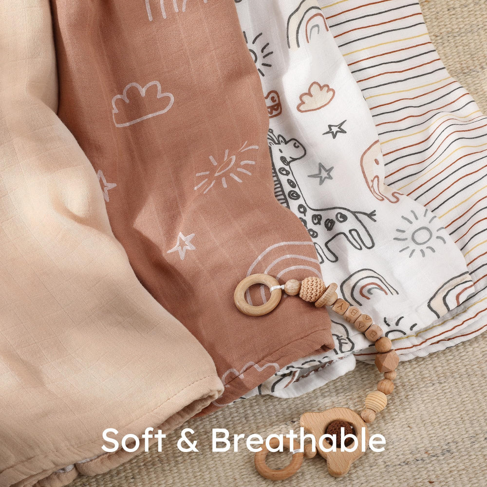 Yoofoss muslin swaddle-nursing-cover closeup demonstrates versatile nursing cover use.