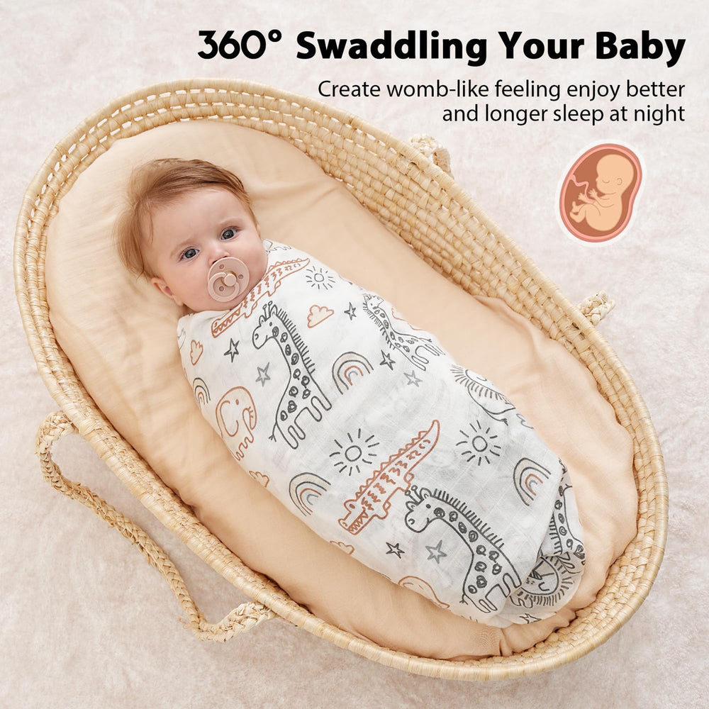 Yoofoss muslin swaddle packaging closeup shows premium gift-ready presentation.