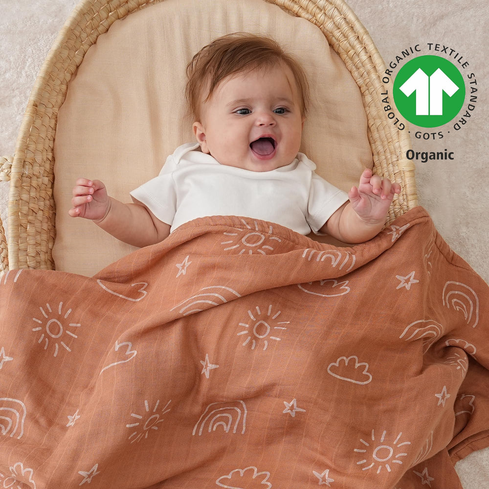 Yoofoss muslin swaddle size-45x45 closeup demonstrates the generous wrap area.