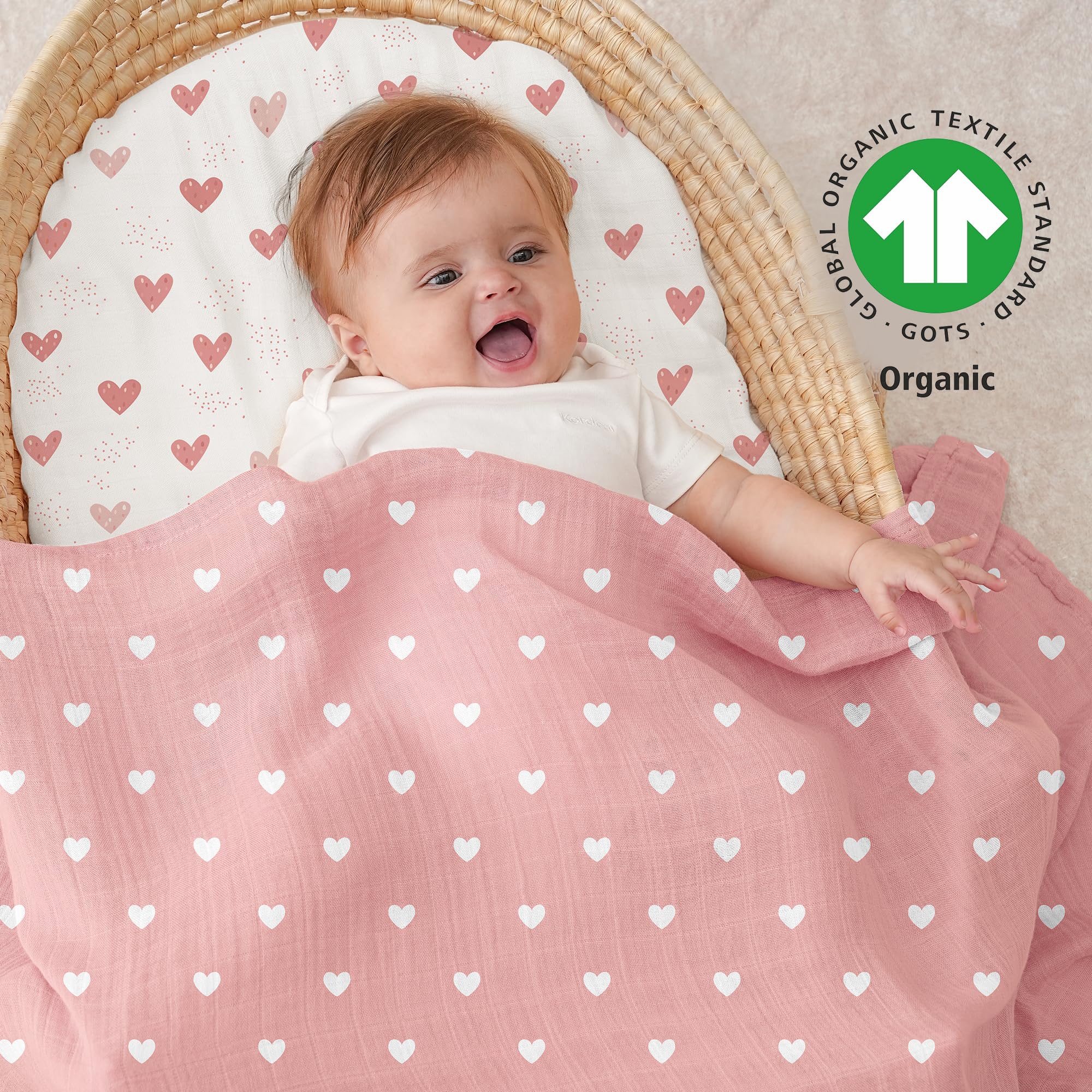 Yoofoss muslin swaddle-size-45x45 demonstrates ample wrap for babies.