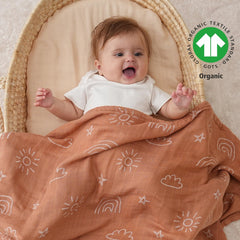 Yoofoss muslin swaddle size-45x45 closeup demonstrates the generous wrap area.