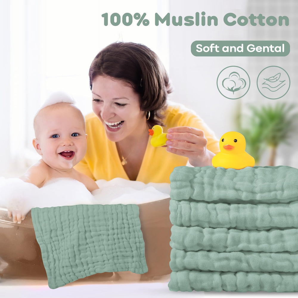 Yoofoss Muslin washcloths six-layer design offers strong absorbency for messes