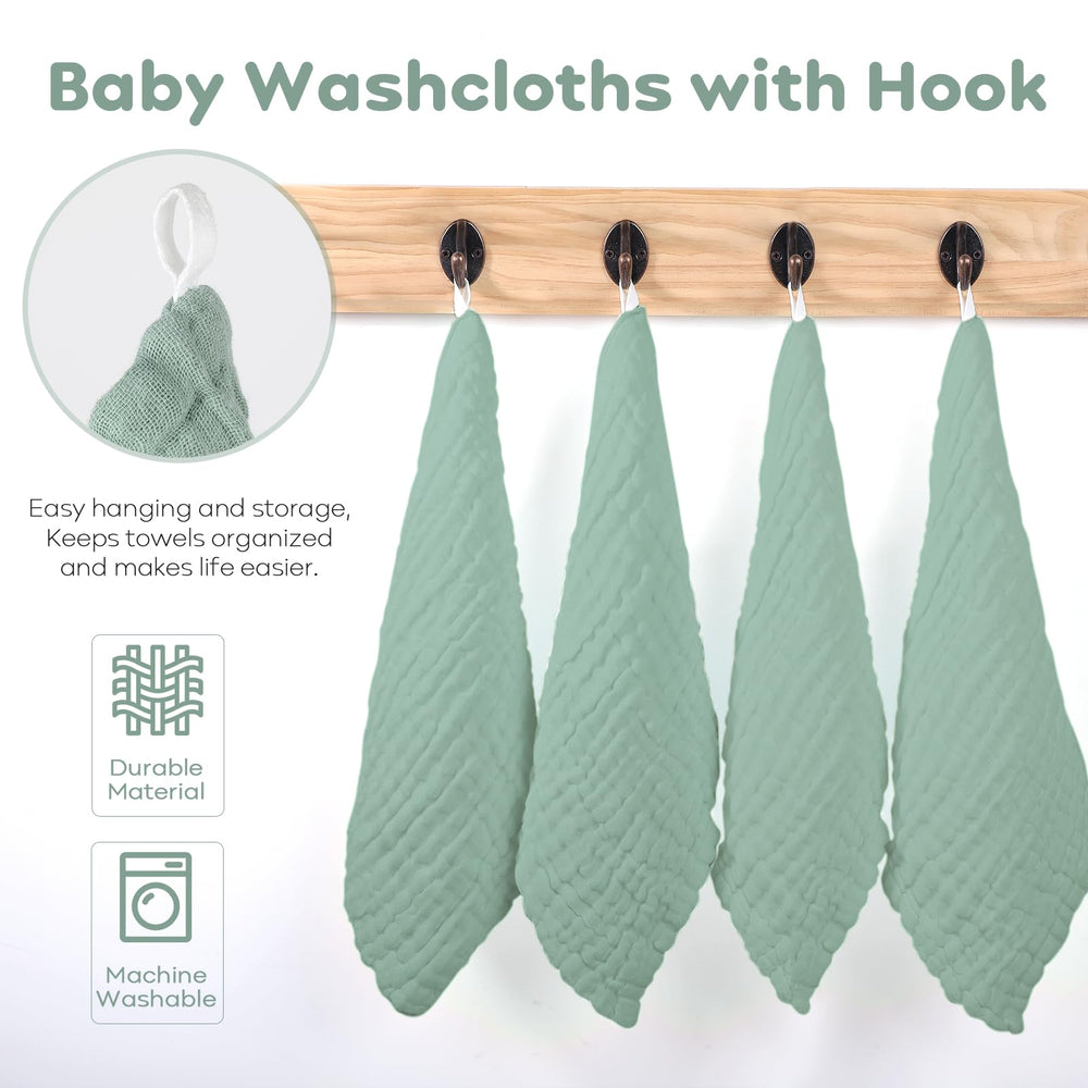 Yoofoss Muslin washcloths stored in a drawer demonstrate durable, reusable care