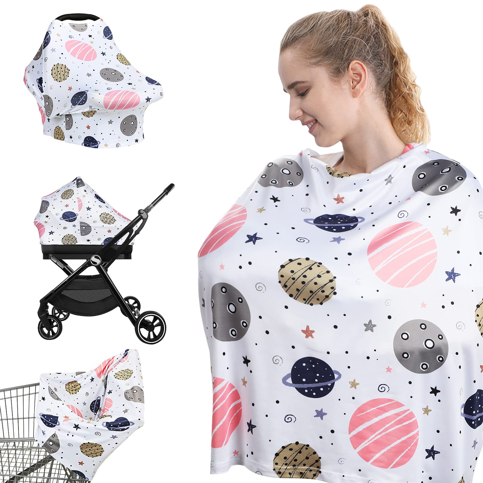 Yoofoss nursing cover demonstrates 360° privacy during public feeding.