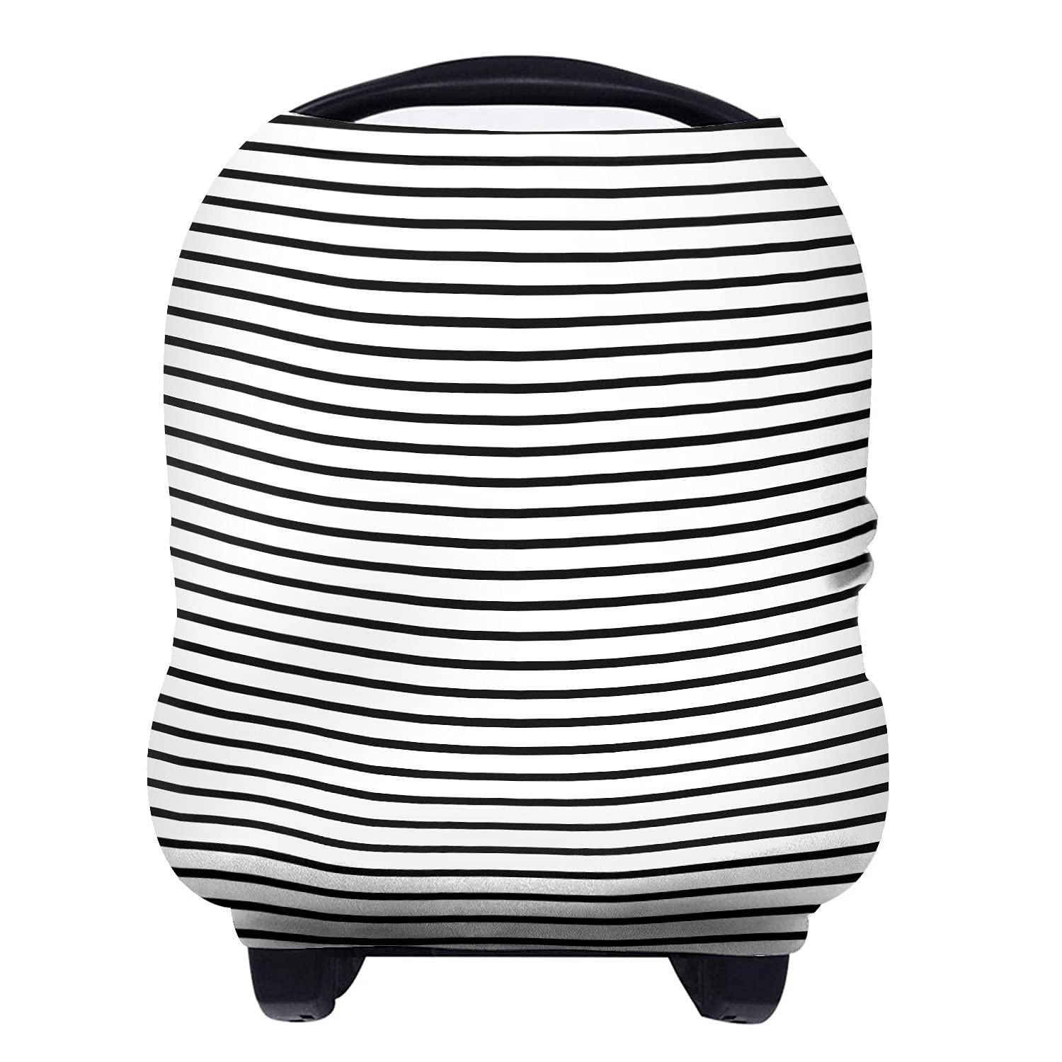 Yoofoss nursing cover in black stripe provides full privacy while nursing in public