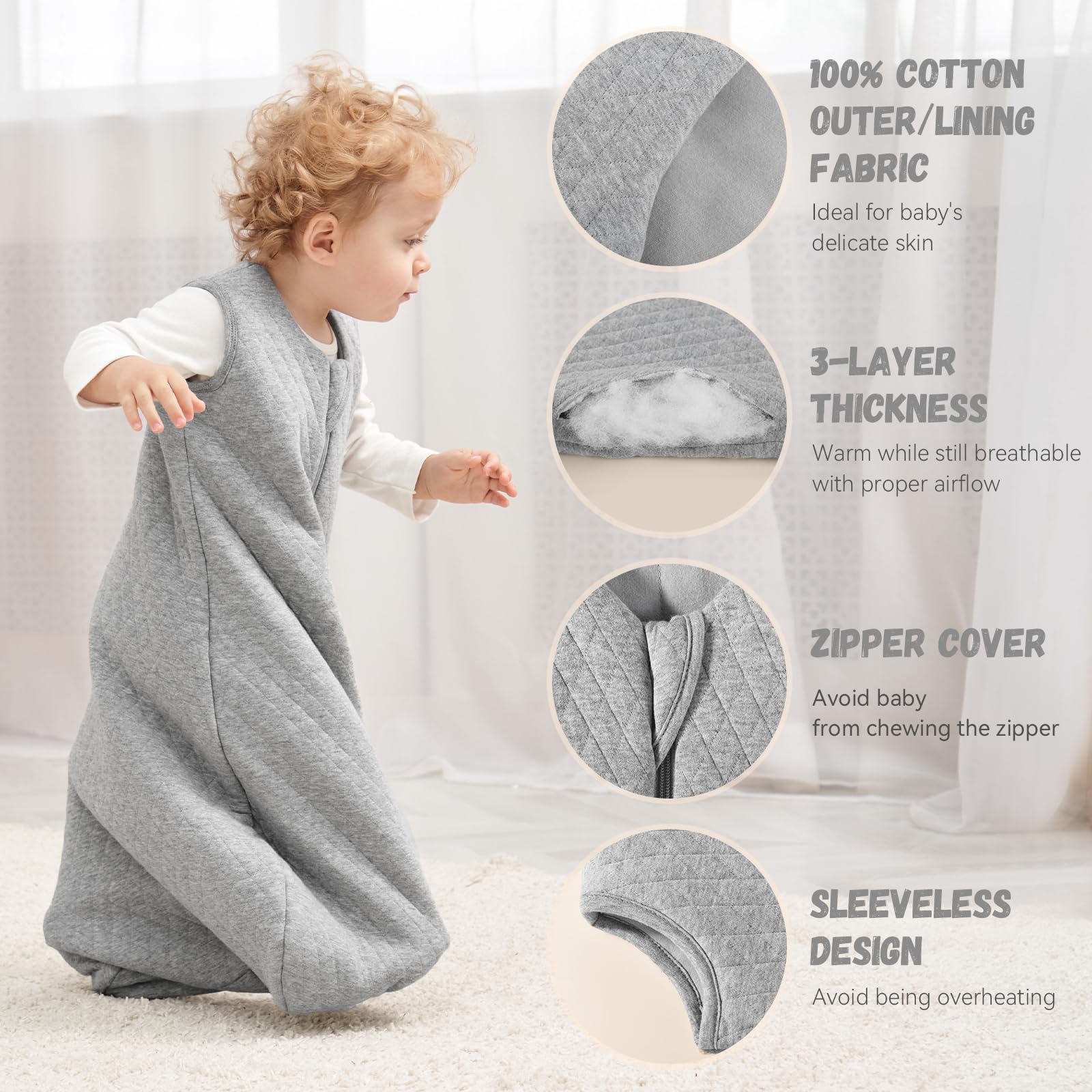 Yoofoss organic cotton fabric feels soft and breathable for delicate baby skin.