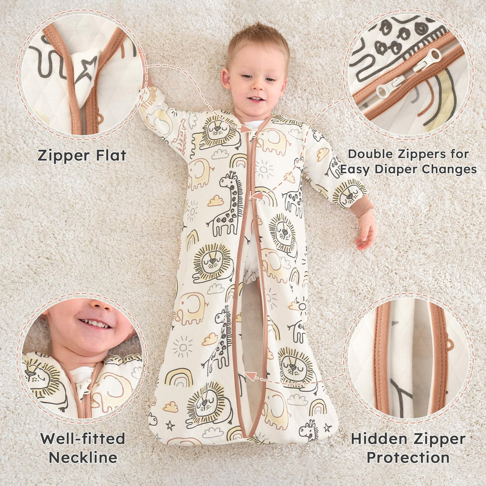 Yoofoss organic cotton sleep sack stitching — durable, shrinkage-resistant quilt