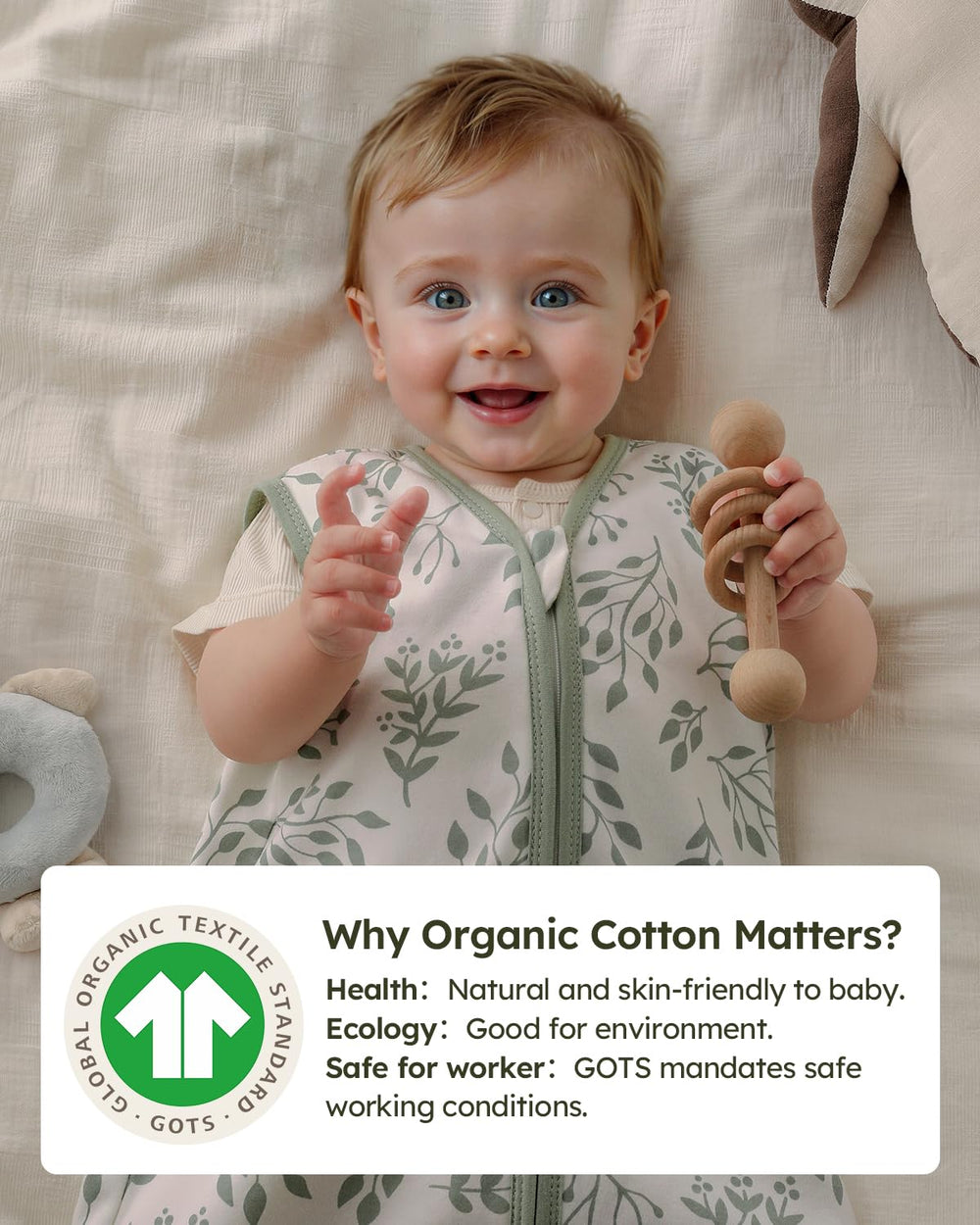 Yoofoss organic cotton sleep sack highlights breathable fabric