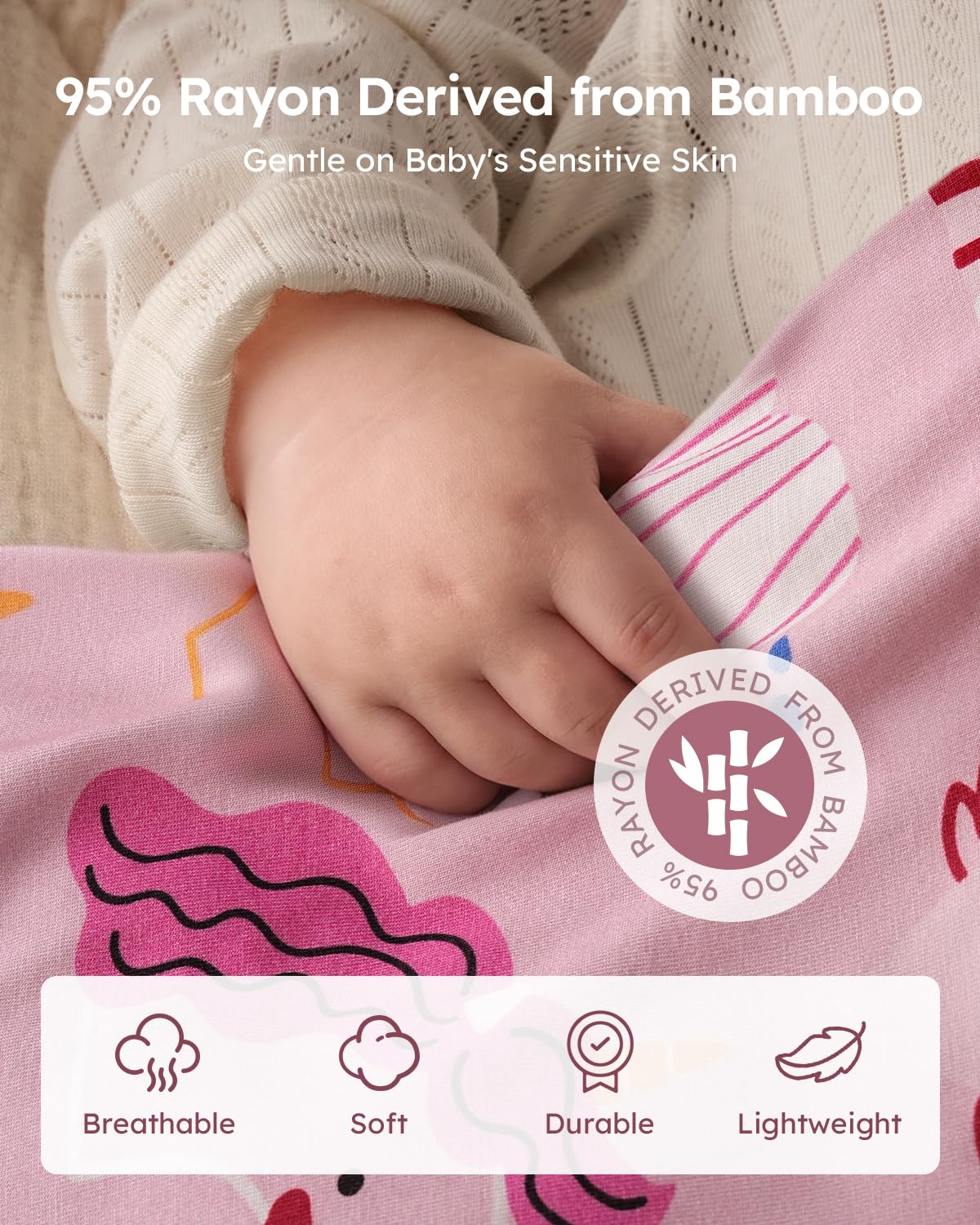 Yoofoss sleep sack interior shows 1.0 tog warmth for year-round sleep.