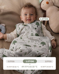 Yoofoss rayon bamboo sleep sack demonstrates light warmth with 1.0 TOG for year-round comfort.
