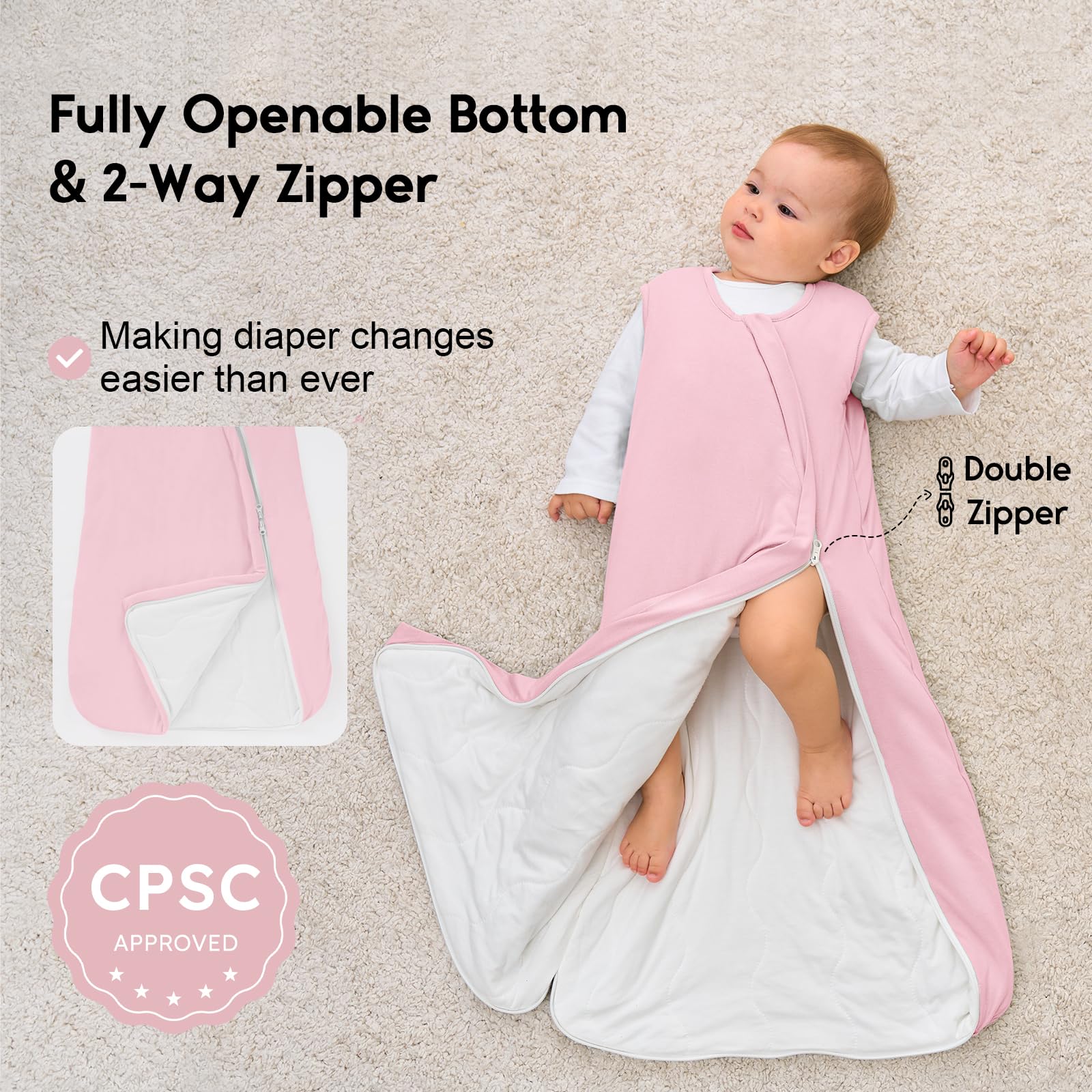 Yoofoss bamboo sleep sack 1-0 tog provides year round warmth for home and travel.
