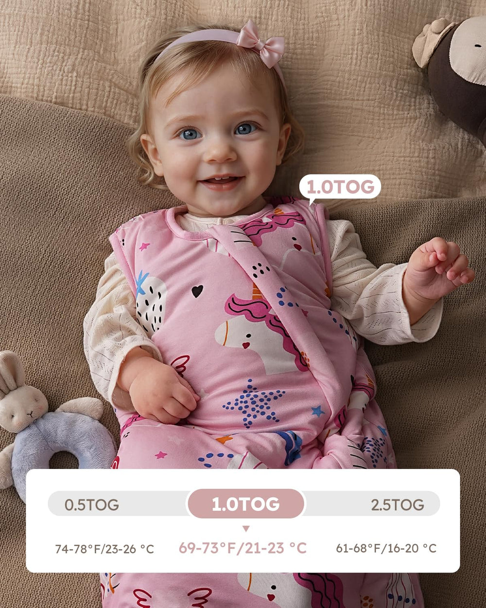 Yoofoss 2-way zipper and zipper guard enable quick diaper changes.