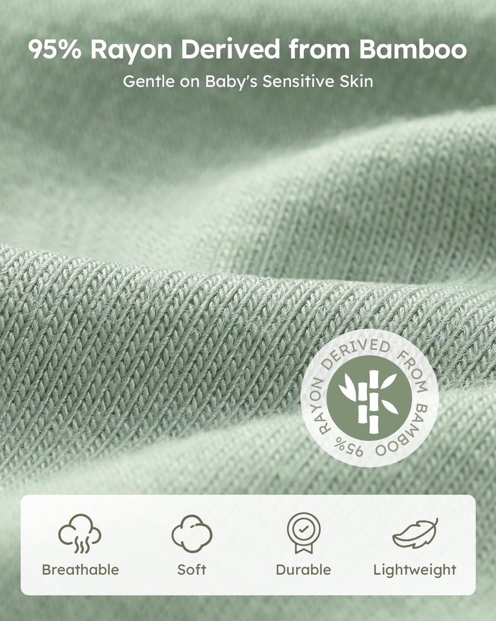 Yoofoss Rayon bamboo sleep sack with 2-way zipper for quick diaper changes.