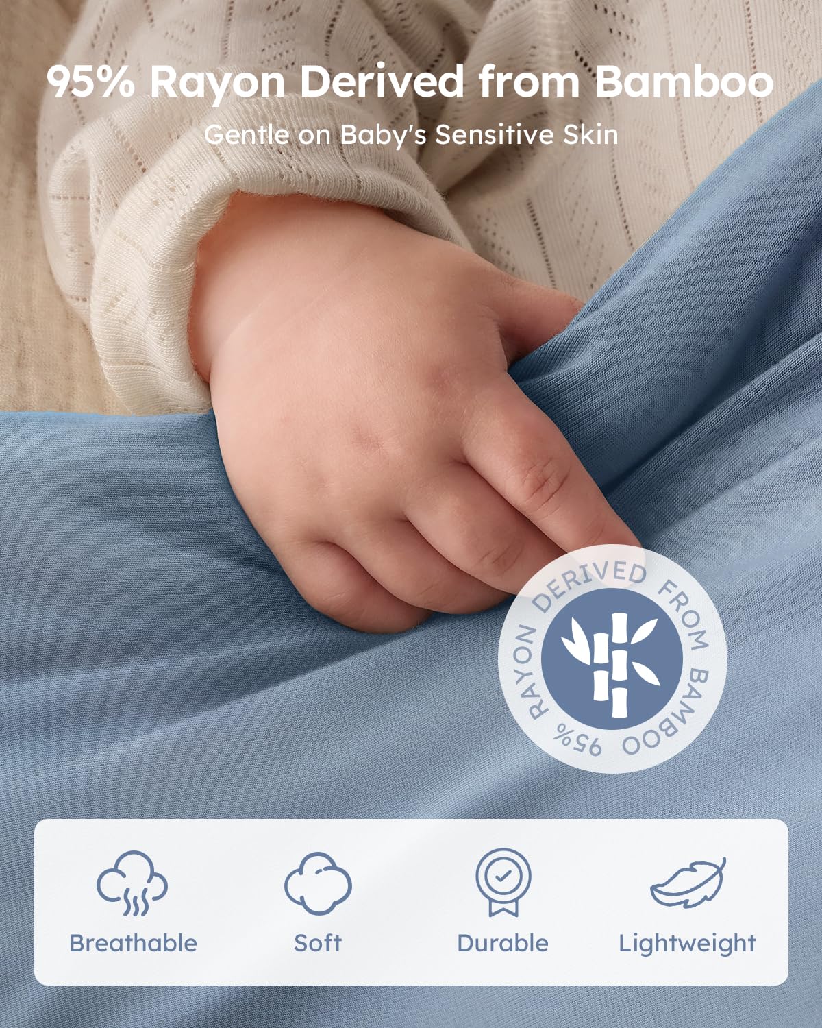 Yoofoss rayon bamboo fabric is breathable and gentle for sensitive baby skin.