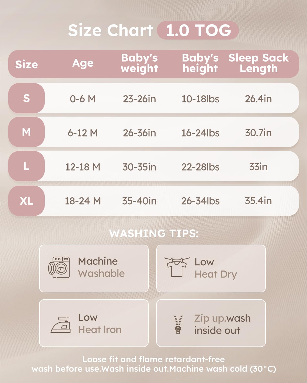 Yoofoss sleep sack designed for durability with minimal shrinkage.
