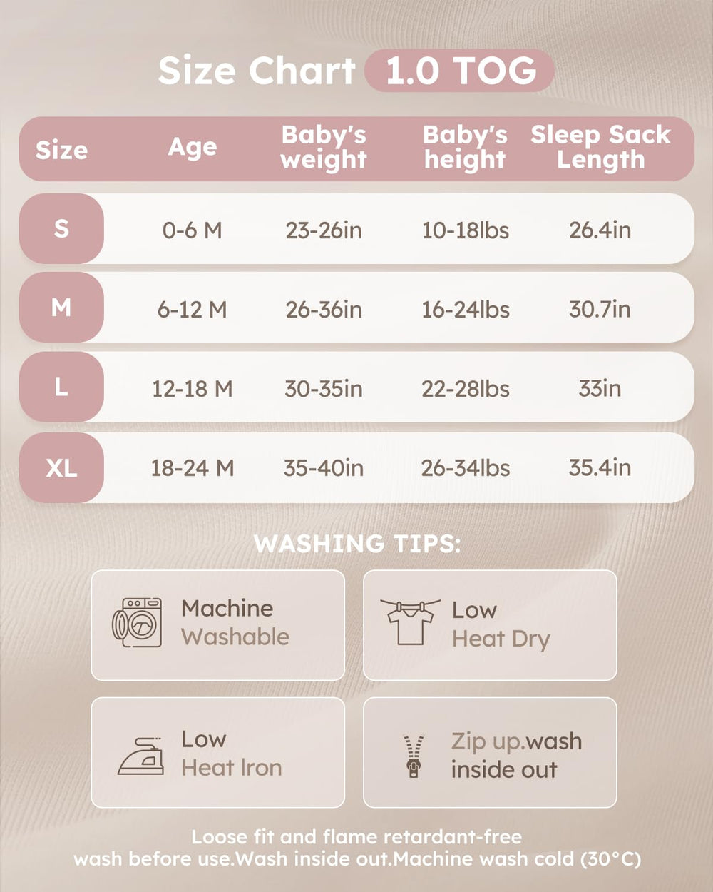 Yoofoss sleep sack designed for durability with minimal shrinkage.