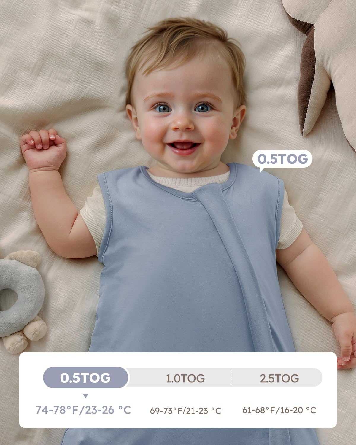 Yoofoss Rayon bamboo sleep sack secure neckline and cuffs for safety.