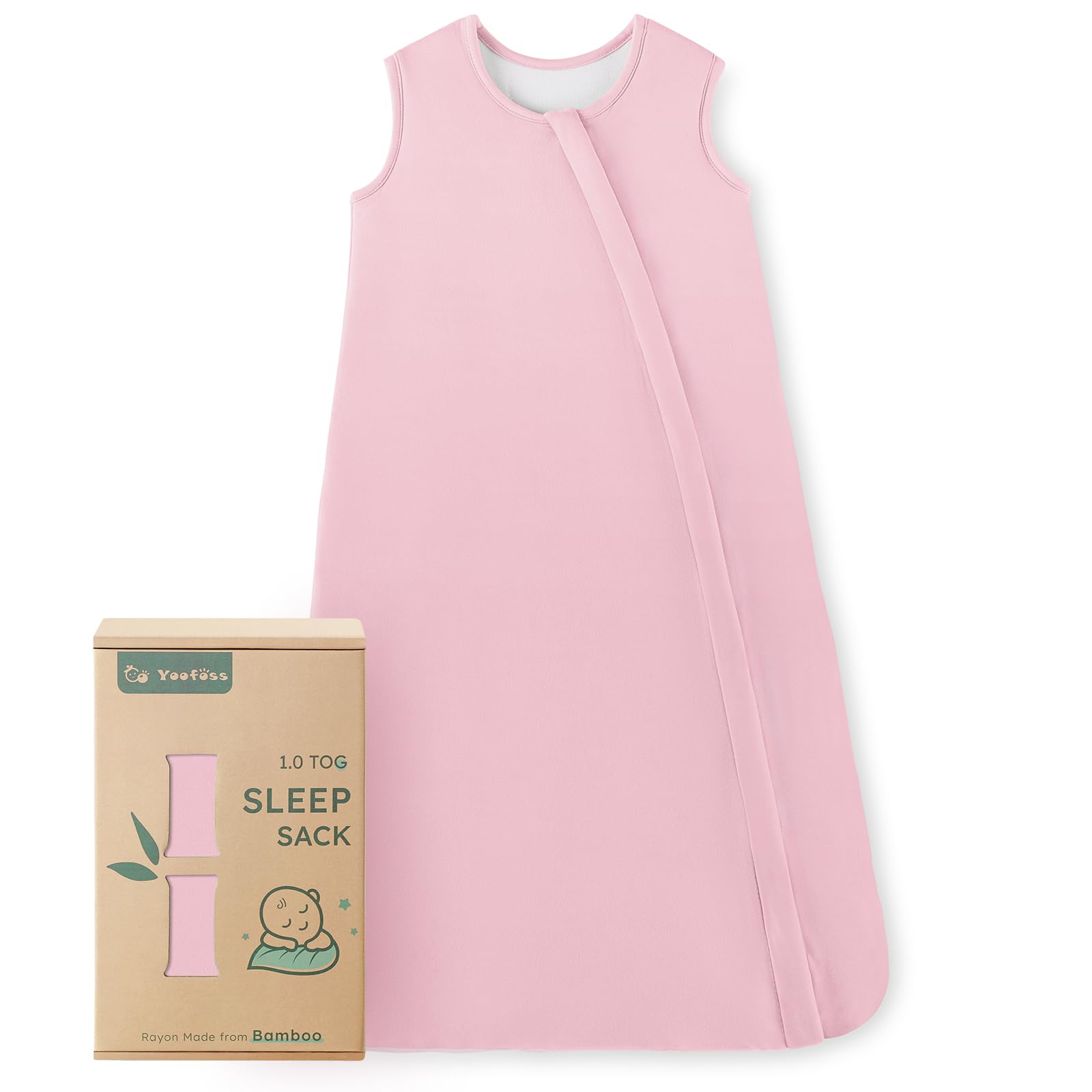 Yoofoss bamboo sleep sack closeup shows ultra soft fabric for sensitive baby skin.