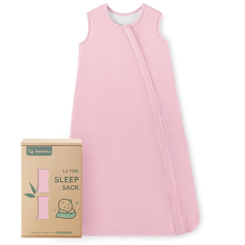 Yoofoss bamboo sleep sack closeup shows ultra soft fabric for sensitive baby skin.