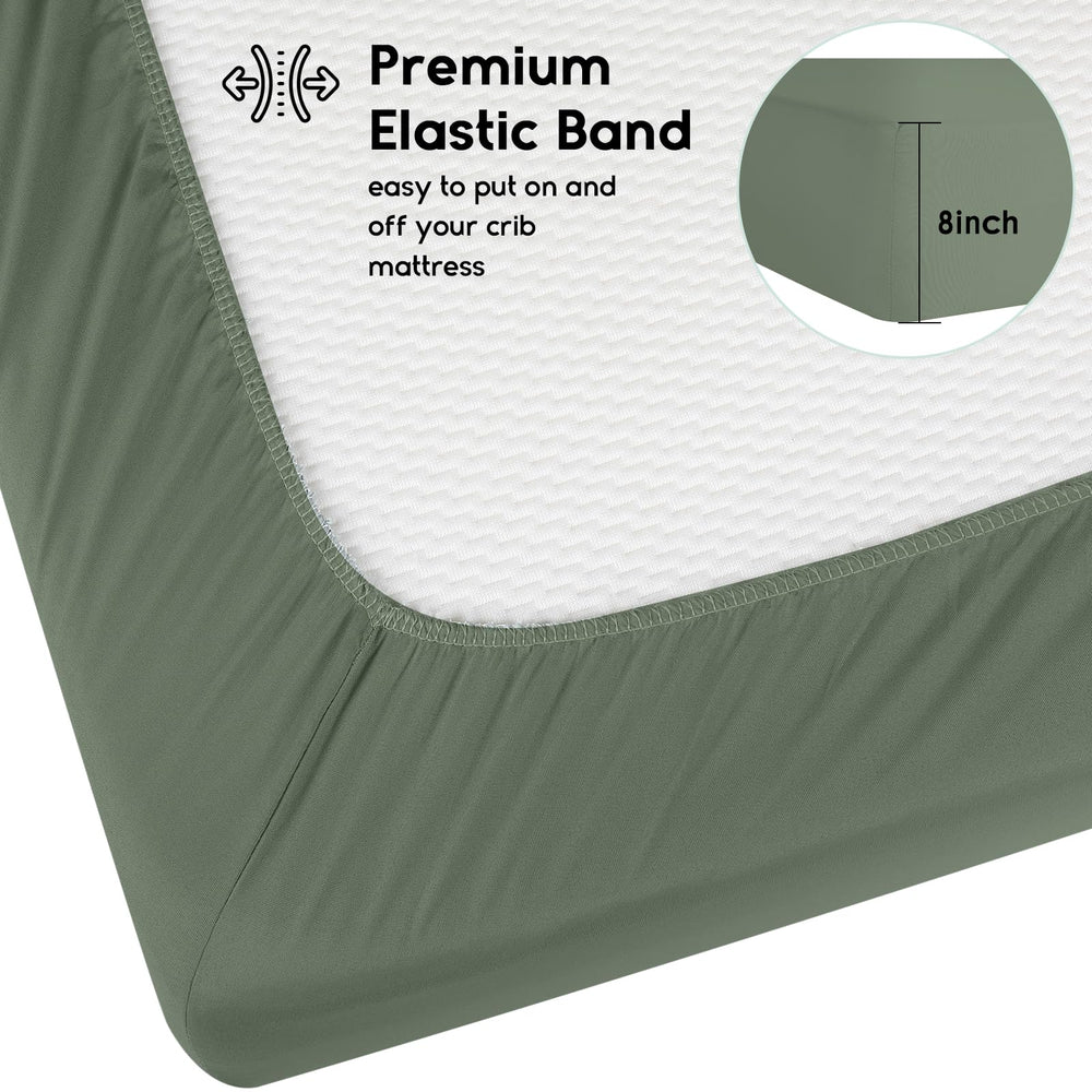 Yoofoss secure-fit 8-pocket crib sheet provides full mattress coverage.