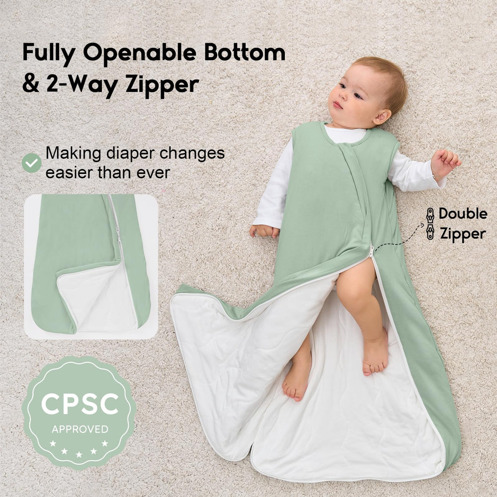 Yoofoss sleep sack with 1.0 Tog delivers year-round warmth.