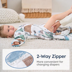 Yoofoss sleep sack 1.5 Tog provides gentle warmth for moderate temps.